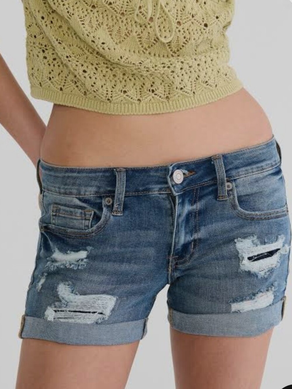 Aeropostale Distressed Blue Denim Jean Shorts
